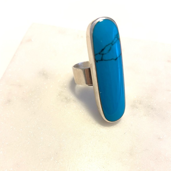 Turquoise and .925 sterling silver ring - Picture 2 of 6